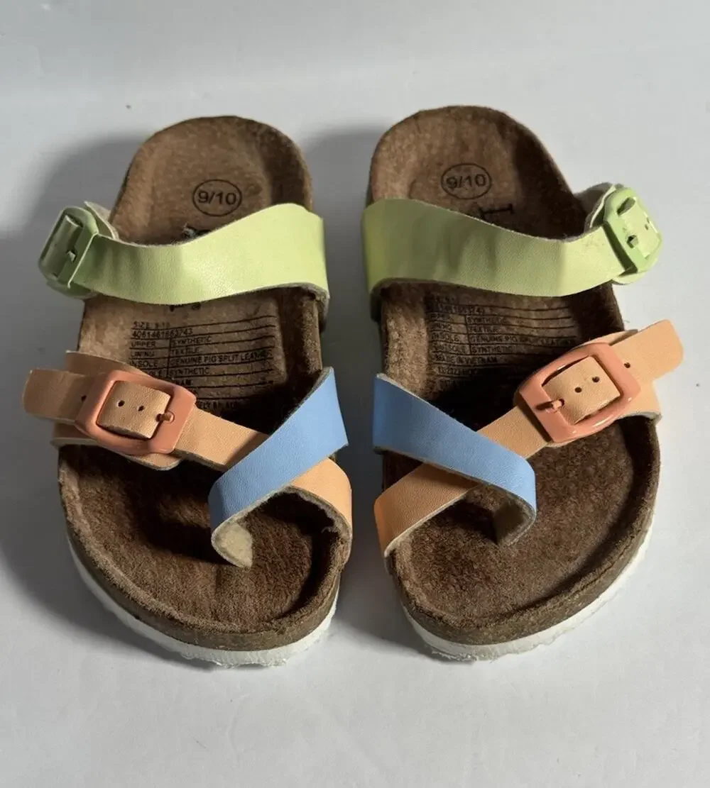 Lily & Dan Toddler Girls Size 9/10 Multicolor Buckle Strappy Sandals